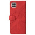 Bi-Color Series Samsung Galaxy A22 5G, Galaxy F42 5G Wallet Case - Red