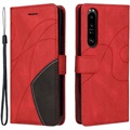 Bi-Color Series Sony Xperia 1 III  Wallet Case - Red