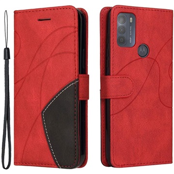 Bi-Color Series Motorola Moto G50 Wallet Case - Red