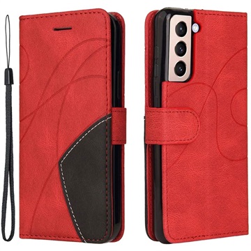 Bi-Color Series Samsung Galaxy S21 5G Wallet Case - Red