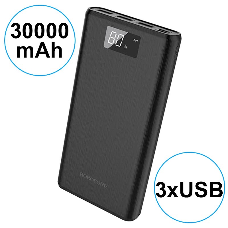 Borofone Bt2d 30000mah Power Bank 3x Usb