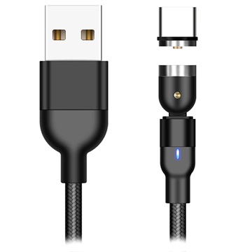 Braided Rotary Magnetic USB Type-C Cable - 2m - Black