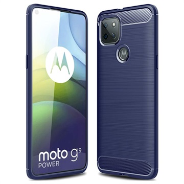 Motorola Moto G9 Power Brushed TPU Case - Carbon Fiber - Blue