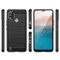 Nokia C21 Plus Brushed TPU Case - Carbon Fiber - Black