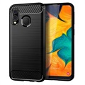 Samsung Galaxy A40 Brushed TPU Case - Carbon Fiber - Black