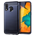 Samsung Galaxy A40 Brushed TPU Case - Carbon Fiber - Blue