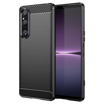 Sony Xperia 1 V Brushed TPU Case - Carbon Fiber - Black