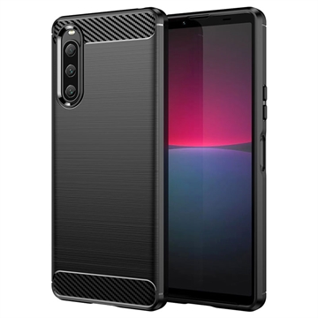 Sony Xperia 10 V Brushed TPU Case - Carbon Fiber - Black