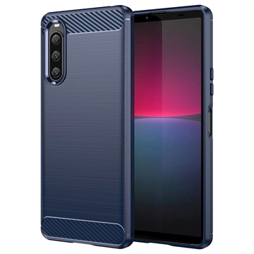 Sony Xperia 10 V Brushed TPU Case - Carbon Fiber - Blue