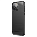 iPhone 13 Brushed TPU Cover - Carbon Fiber - Black