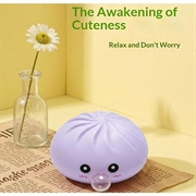 Bubble Blowing Dumpling Squishy Stress Relief Toy with Steamer Box - Purple
