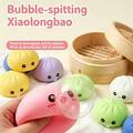 Bubble Blowing Dumpling Squishy Stress Relief Toy with Steamer Box - Blue
