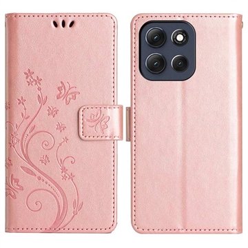 Motorola Moto G56 Butterfly Series Wallet Case - Rose Gold