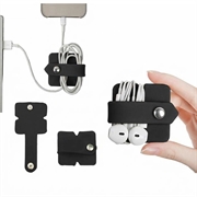 Cable / Earphones Silicone Organizer with Metal Snap Button - Black