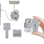 Cable / Earphones Silicone Organizer with Metal Snap Button - Grey