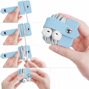 Cable / Earphones Silicone Organizer with Metal Snap Button - Light Blue