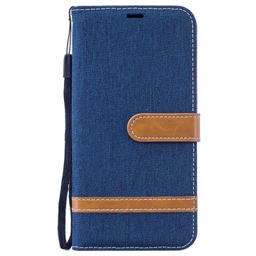 Canvas Diary Series Samsung Galaxy M10 Wallet Case - Dark Blue
