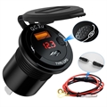 Car Charger with Voltage Display for Cigarette Lighter Socket - Black