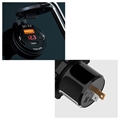 Car Charger with Voltage Display for Cigarette Lighter Socket - Black