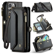iPhone 15 Pro CaseMe C36 RFID Blocking Wallet Case - Black