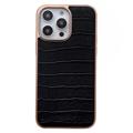 Crocodile Series iPhone 14 Pro Max Leather Coated Case - Black