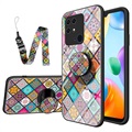 Checkered Pattern Xiaomi Redmi 10C Hybrid Case - Colorful Mandala