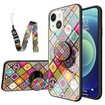 Checkered Pattern iPhone 14 Hybrid Case - Colorful Mandala