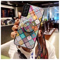 Checkered Pattern Samsung Galaxy S21 5G Hybrid Case - Colorful Mandala
