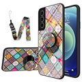 Checkered Pattern Samsung Galaxy S21 FE 5G Hybrid Case - Colorful Mandala
