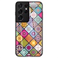 Checkered Pattern Samsung Galaxy S21 Ultra 5G Hybrid Case - Colorful Mandala