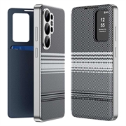 Samsung Galaxy S26 Ultra Checkered Pattern Smart View Flip Case with Card Slot