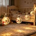 Christmas Snowman LED String Lights with Transparent Balls – 10 Warm White LEDs - 2m