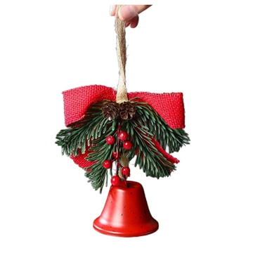 Christmas Tree Bell Ornament Hanging Decoration - 22x6.5cm - Red