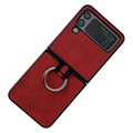 Samsung Galaxy Z Flip4 5G Coated Case with Metal Ring - Red