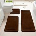 Coral Fleece Bathroom Mat Set – U-Shaped, Absorbent, Anti-Slip - 3 Pcs. - Coffee
