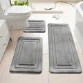 Coral Fleece Bathroom Mat Set – U-Shaped, Absorbent, Anti-Slip - 3 Pcs. - Grey