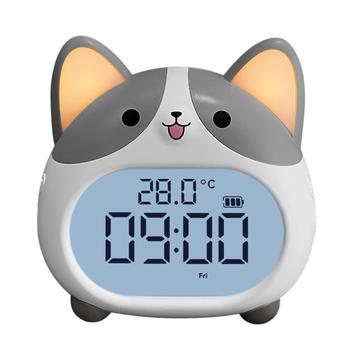Corgi Dog LED Alarm Clock with Night Light - Grey