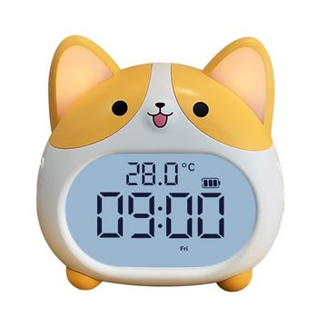 Corgi Dog LED Alarm Clock with Night Light - Yellow