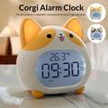 Corgi Dog LED Alarm Clock with Night Light - Yellow