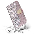 Croco Bling Series Samsung Galaxy A12 Wallet Case - Rose Gold