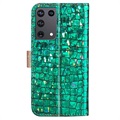 Croco Bling Series Samsung Galaxy S21 Ultra 5G Wallet Case - Green