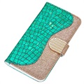 Croco Bling Series Samsung Galaxy S21 Ultra 5G Wallet Case - Green
