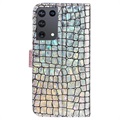 Croco Bling Series Samsung Galaxy S21 Ultra 5G Wallet Case - Rose Gold