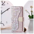 Croco Bling Series Samsung Galaxy S21 Ultra 5G Wallet Case - Rose Gold