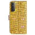Croco Bling Series Samsung Galaxy S22 5G Wallet Case - Gold