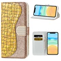 Croco Bling Series iPhone 12 mini Wallet Case - Gold