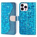 Croco Bling Series iPhone 14 Pro Wallet Case - Blue
