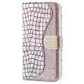 Croco Bling Series iPhone 14 Wallet Case - Rose Gold