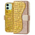 Croco Bling iPhone 11 Wallet Case - Gold