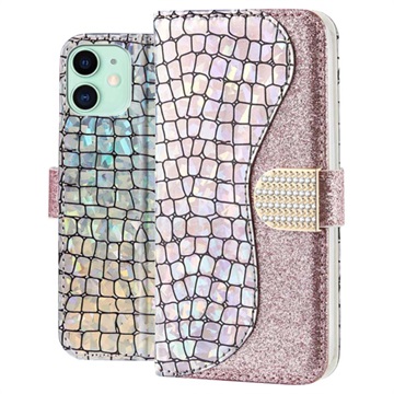 Croco Bling iPhone 11 Wallet Case - Silver